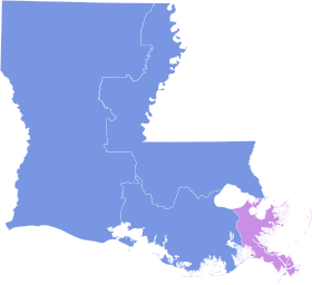 1855 Louisiana gubernatorial election results by congressional districts.svg