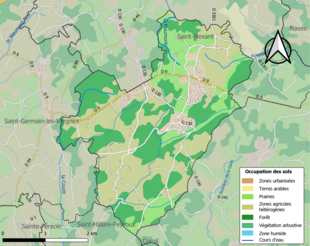 Kolorowa mapa przedstawiająca użytkowanie gruntów.