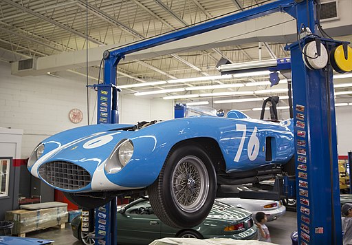 1955 Ferrari 121 LM Spider (0546LM), front left on lift