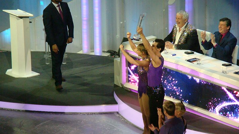 File:2011 - Dancing on Ice (Manchester Evening News Arena) Chloe Madeley & Michael Zenezini lift the trophy (5678336566).jpg