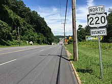US 220 Bus. northbound in Martinsville 2017-06-27 11 58 21 View north along U.S. Route 220 Business (Memorial Boulevard) between Harris Court and Commonwealth Boulevard in Martinsville, Virginia.jpg