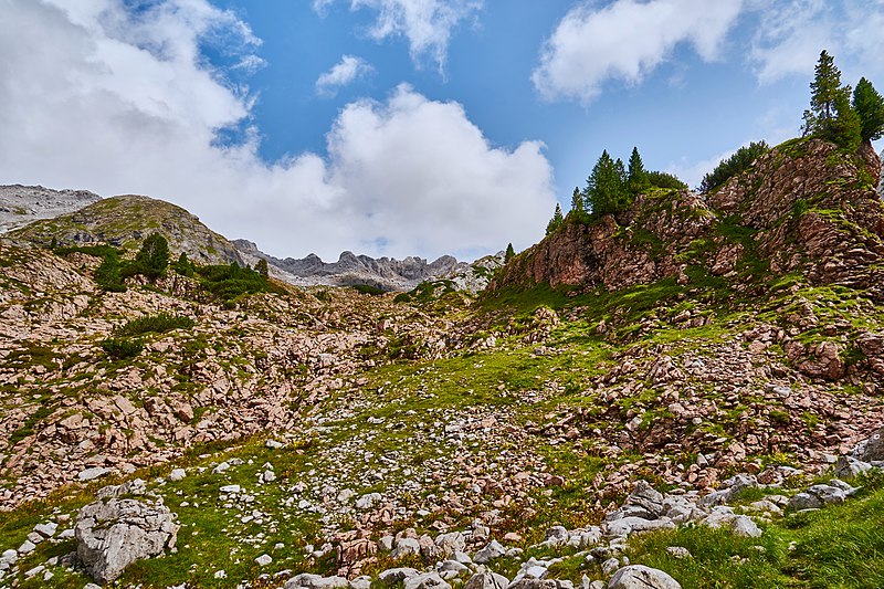 File:20170821 Rote Juragesteine im grauen Dachsteinkalk, Stuhlgraben, Steinernes Meer (00842).jpg