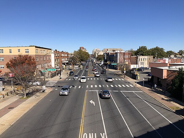 PA 611 northbound on Broad Street at Indiana Avenue in North Philadelphia