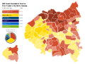 Ειδικός χάρτης για το Ιλ ντε Φράνς. Η ένταση του χρώματος είναι ανάλογη του ποσοστού που πήρε ο υποψήφιος με τις περισσότερες ψήφους ανά κοινότητα.