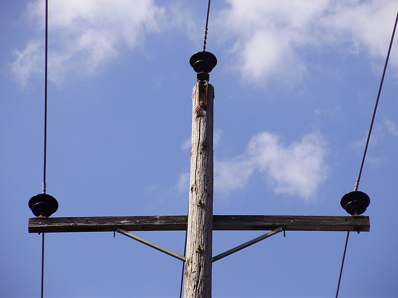 File:2023-09-06 14 19 00 Upper portion of utility pole 4180EW along Glen Mawr Drive in the Parkway Village section of Ewing Township, Mercer County, New Jersey.jpg