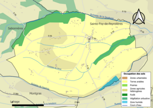 Barevná mapa znázorňující využití půdy.