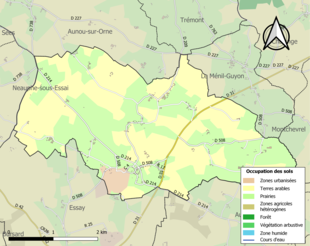 Barevná mapa znázorňující využití půdy.