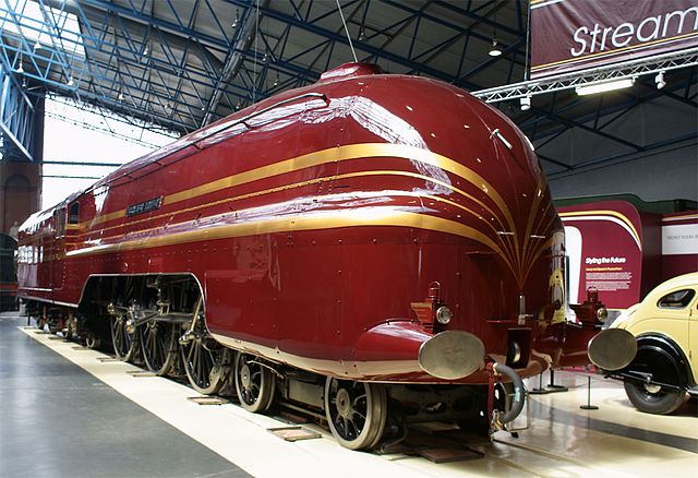 Preserved British steam locomotive of the former London, Midland and Scottish (LMS) Railway, Princess Coronation Class No. 6229 Duchess of Hamilton, a