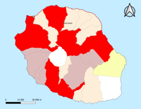 Lokalizacja obszaru atrakcji Saint-Denis w departamencie Reunion.