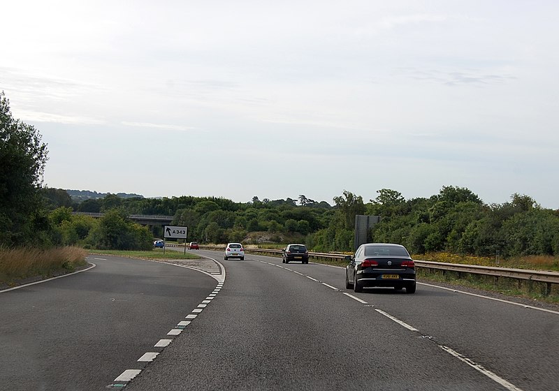 File:A303 approaching A343 exit - geograph.org.uk - 3777930.jpg