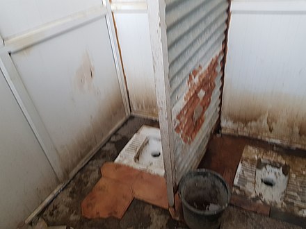 Bus station toilet in Akhaltsikhe 2022, fee charged for use.