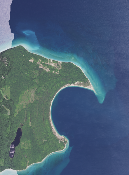 File:Aerial view of the eastern side of South Manitou Island in Glen Arbor Township, Leelanau County, Michigan 2020.png