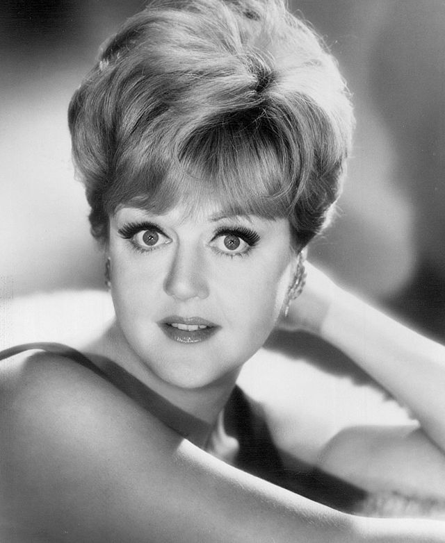 A black and white publicity photograph of Angela Lansbury in 1966