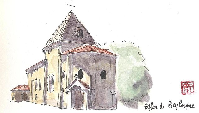 File:Aquarelle de l'église de Beylongue.jpg