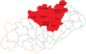 Arondismentul Lodève în cadrul departamentului Hérault