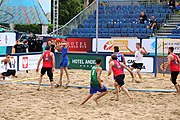 Deutsch: Beachhandball Europameisterschaften 2019 (Beach handball Euro); Tag 5: 6. Juli 2019 – Männer, Halbfinale, Dänemark-Ungarn 2:0 (19:16, 22:18) English: Beach handball Euro; Day 5: 6 July 2019 – Semifinal Men – Denmark-Ukraie 2:0 (19:16, 22:18)