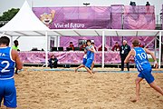 Deutsch: Beachhandball bei den Olympischen Jugendspielen 2018; Tag 6, 12. Oktober 2018; Jungen, Platzierungssspiel Ränge 7-8 – Venezuela-Italien 2:0 English: Beach handball at the 2018 Summer Youth Olympics at 12 October 2018 – Boy's Placement Match 7-8 – Venezuela-Italy 2:0