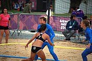 Deutsch: Beachhandball bei den Olympischen Jugendspielen 2018; Tag 5, 10. November 2018; Mädchen, Platzierungsrunde - Russland-Hongkong 2:0 English: Beach handball at the 2018 Summer Youth Olympics at 11 October 2018 – Girls Consolation Round – Russland-Hong Kong 2:0