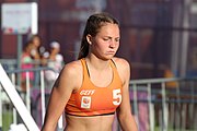 Deutsch: Beachhandball bei den Olympischen Jugendspielen 2018; Tag 3, 9. Oktober 2018; Mädchen, Vorrunde, Gruppe B - Venezuela-Niederlande 1:2 English: Beach handball at the 2018 Summer Youth Olympics at 9 October 2018 – Girls Preliminary Round Group B‎ – Venezuela-Netherlands 1:2