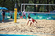 Deutsch: Beachvolleyball bei den Olympischen Jugendspielen 2018; Tag 8, 14. Oktober 2018; Mädchen, Achtelfinale – Bolivien-Puerto Rico 0:2 (18–21/18–21 ) English: Beach volleyball at the 2018 Summer Youth Olympics at 14 October 2018 – Girls Round of 16 – Bolivia-Puerto Rico 0:2 (18–21/18–21 )