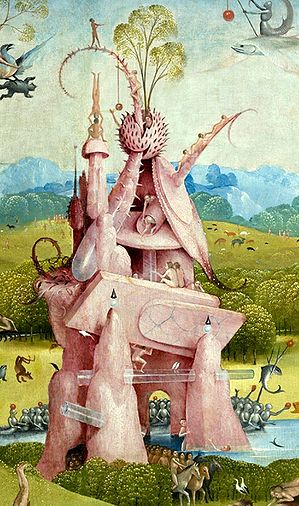 Bosch, Hieronymus - The Garden of Earthly Delights, center panel - Detail Stone Formation (upper left).jpg