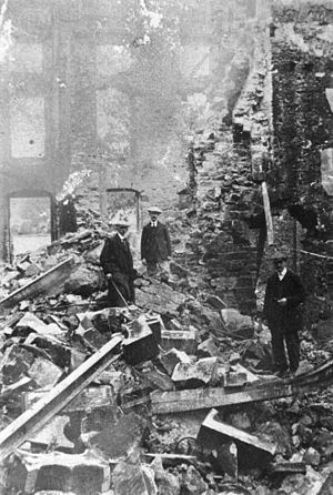 Aftermath of the Brayton Hall fire, circa 1918 Brayton Hall Fire circa 1918.jpg
