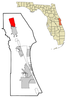 Brevard County Florida Incorporated and Unincorporated areas Mims Highlighted.svg