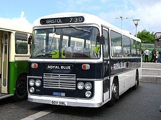 Preserved Marshall bodied Bristol LH6L in May 2011 Bristol Harbourside Royal Blue 1318 BDV318L.jpg