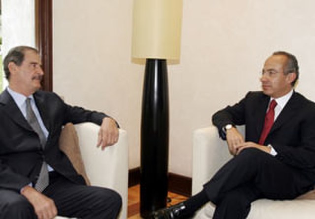 Felipe Calderón with Vicente Fox Quesada.