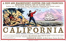 The California Gold Rush began in Polk's last days in office. California Clipper 500 (edited).jpg