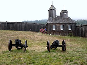 Cannons & Chapel, Fort Ross State Historical Monument, CA 7-5-2010 5-59-11 PM.JPG