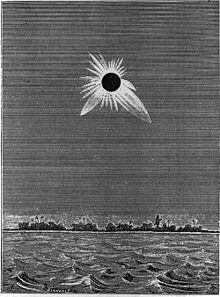 An artist's depiction of the total solar eclipse of May 6, 1883, observed from Caroline Atoll, Line Islands.
Series member 30 Caroline-Island-1883-Eclipse.jpg