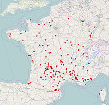 The labelled villages in 2014 Carte des Plus Beaux Villages de France.jpg