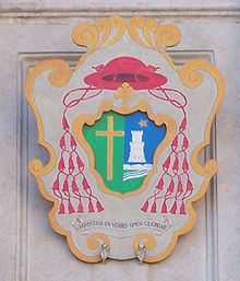 Cardinals place their coat of arms in their titular church in Rome, like the arms of Cardinal Castrillon Hoyos at SS. Nome di Maria al Foro Traiano. Castrillon Hoyos coa.jpg