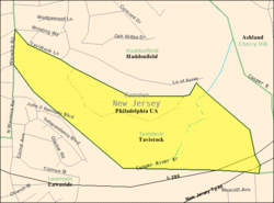 Mapa de la Oficina del Censo de Tavistock, Nueva Jersey