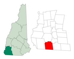 Ubicación en el condado de Cheshire, New Hampshire