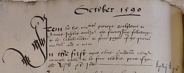 Entry in a duplicate treasurer's account for clothes made for four pages and an African servant of Anne of Denmark, known as the "Moir" in October 159