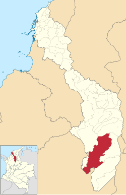 Localização do município e da cidade de Santa Rosa del Sur no Departamento da Colômbia Bolívar