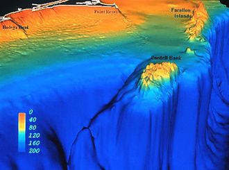 Underwater topography of Cordell Bank showing seamount and nearby Farallon Islands Cordell Bank.jpg