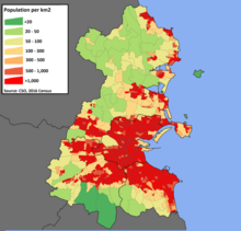 Population density map of County Dublin