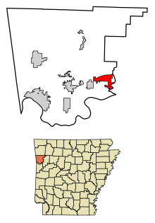 Crawford County Arkansas Incorporated a Unincorporated areas Mulberry Highlighted 0548200.svg