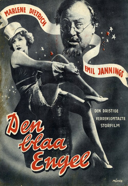 A measure of The Blue Angel's European marketing and its "instant international success": Danish movie poster.