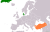 Location map for Denmark and Turkey.