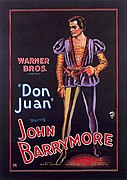 John Barrymore, Don Juan (1926) filminin afişinde.