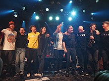 Don Johnson Big Band on a Christmas concert at the Tavastia Club Don Johnson Big Band Christmas show 2019 group pose picture.jpg