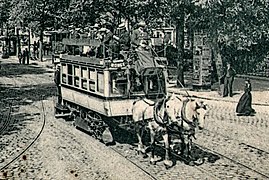 A horse-drawn tram on Boulevard de Sebastopol, about 1906