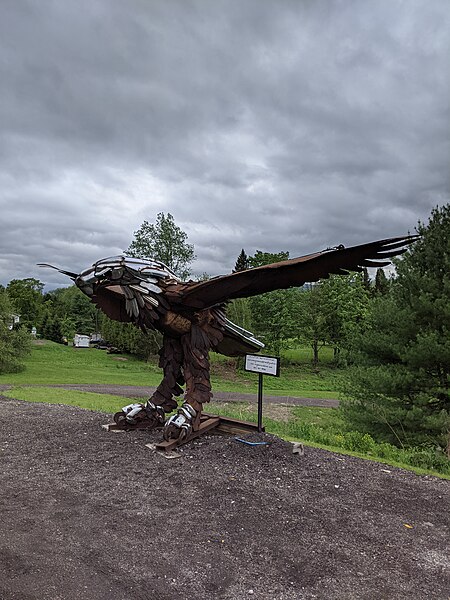 File:Eagle sculpture by Martin McGowan VT Rte 100 Waterbury VT May 2021 left.jpg