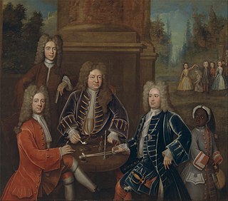<i>Elihu Yale with Members of his Family and an Enslaved Child</i> c. 1719 oil on canvas painting