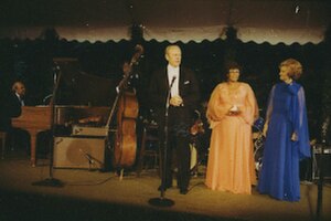 Flanagan (left) with Ella Fitzgerald and Gerald Ford