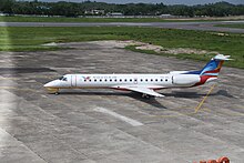 A Novoair Embraer ERJ 145 at Osmani International Airport